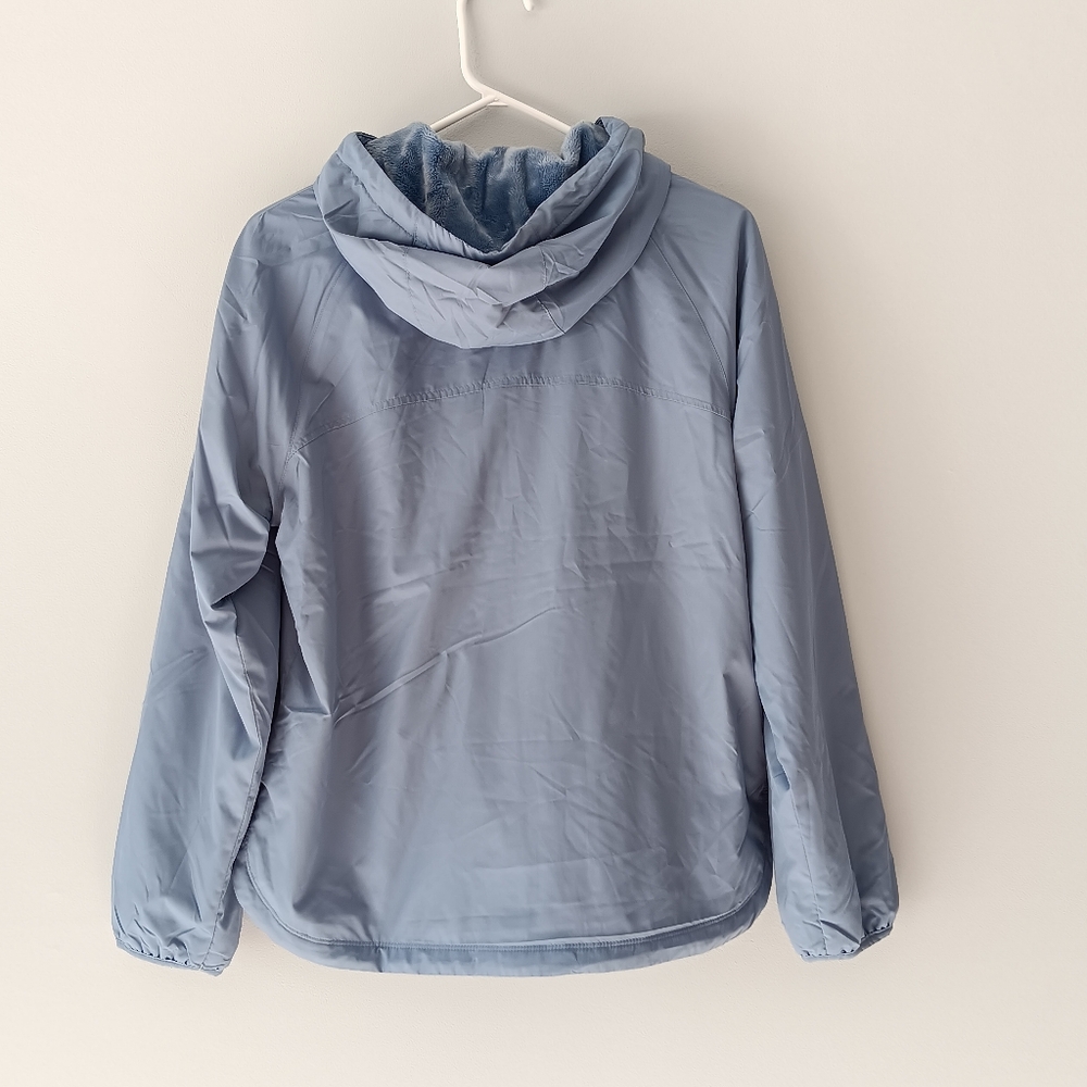 Aasics Jacket Fleece Lined Heat Retaining Warmth Reflective Hood Blue Medium - Picture 3 of 15